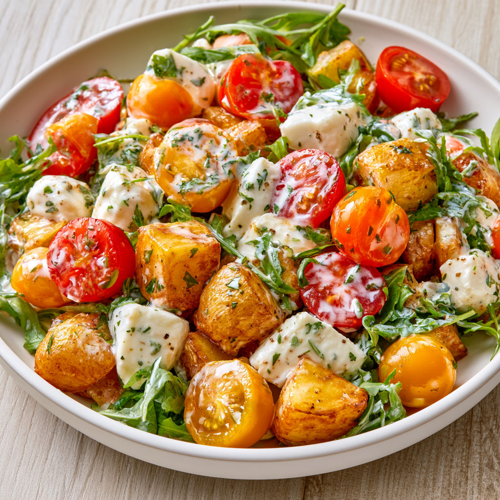 Salade italienne ultra fraîche aux pommes de terre, roquette et mozzarella fondante.