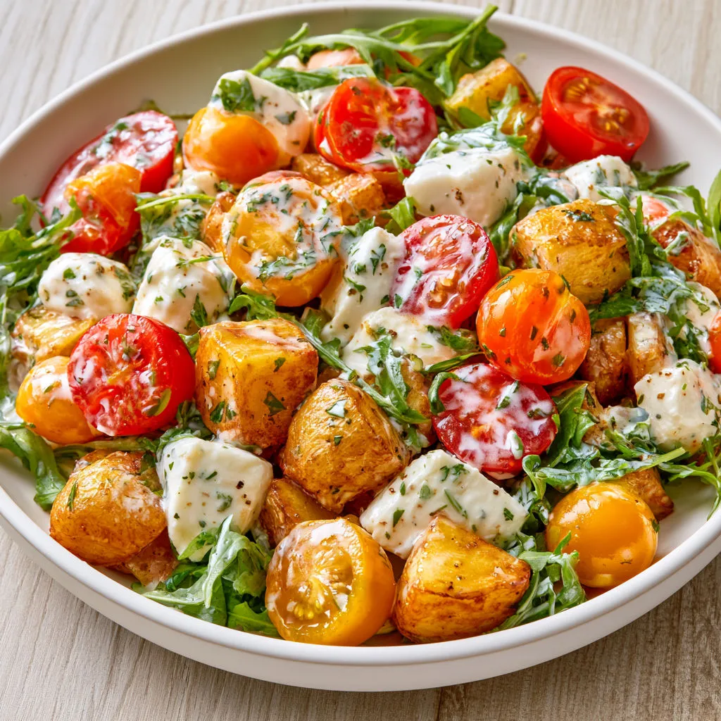 Salade italienne ultra fraîche aux pommes de terre, roquette et mozzarella fondante.