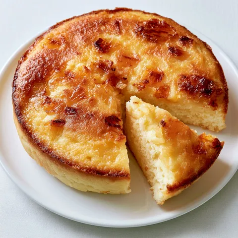 Un moelleux au lait concentré dans une assiette.