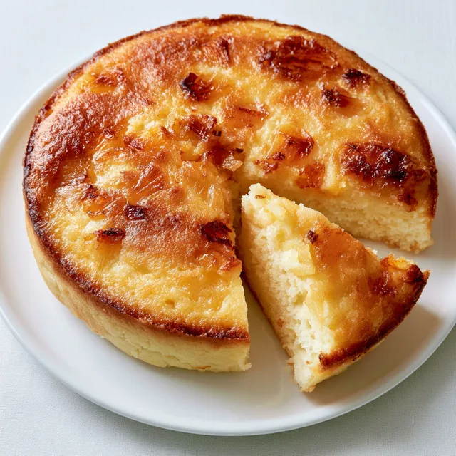 Un moelleux au lait concentré dans une assiette.