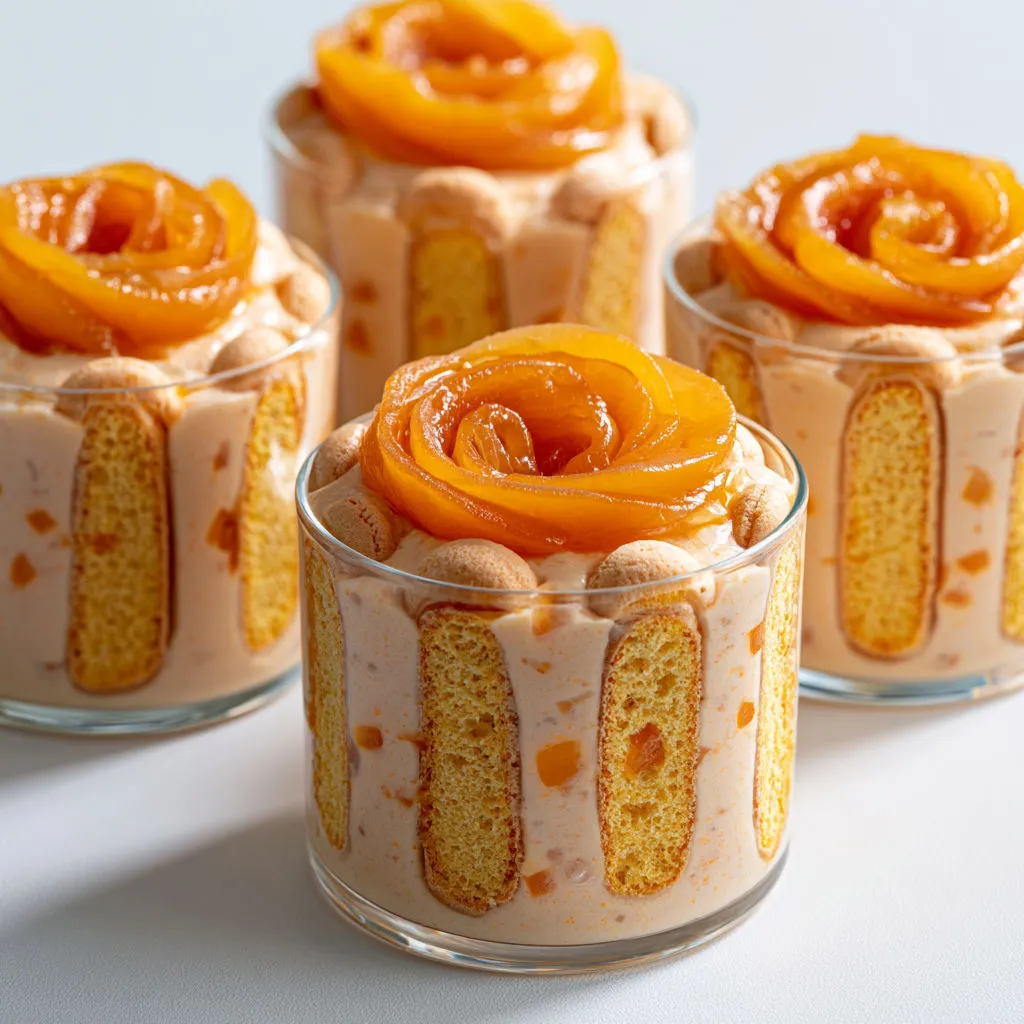 Verrine Abricot Façon Charlotte, fraîche et élégante.