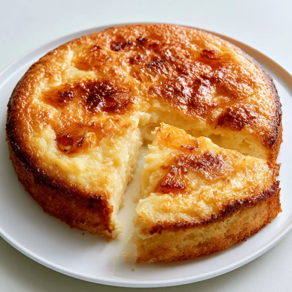 Gâteau moelleux au lait concentré et ananas, fait maison.