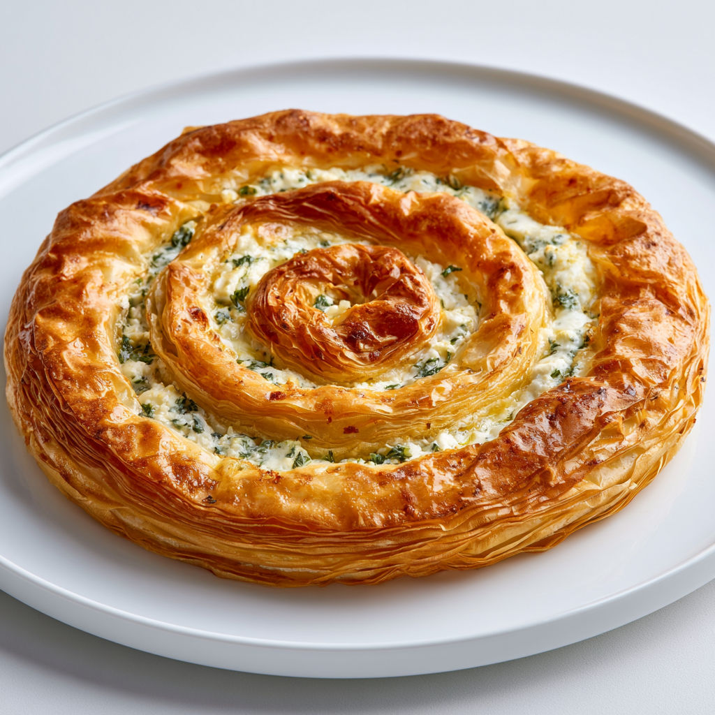 Une croustillante feta enroulée dans une spirale de filo dorée, un véritable délice venu des Balkans.