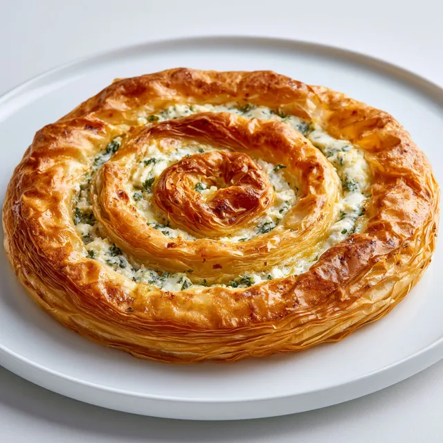 Une croustillante feta enroulée dans une spirale de filo dorée, un véritable délice venu des Balkans.