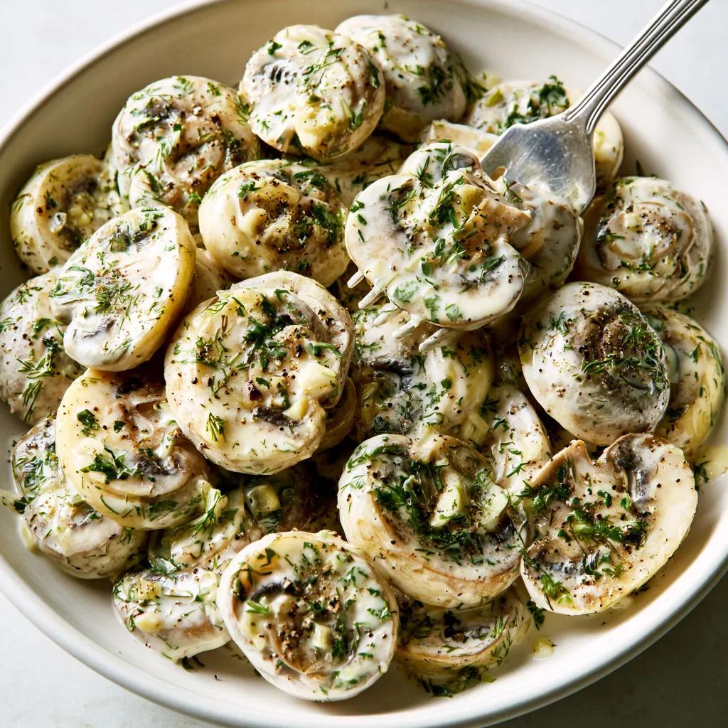 Un bol de salade aux champignons inspirée par Paul Bocuse.