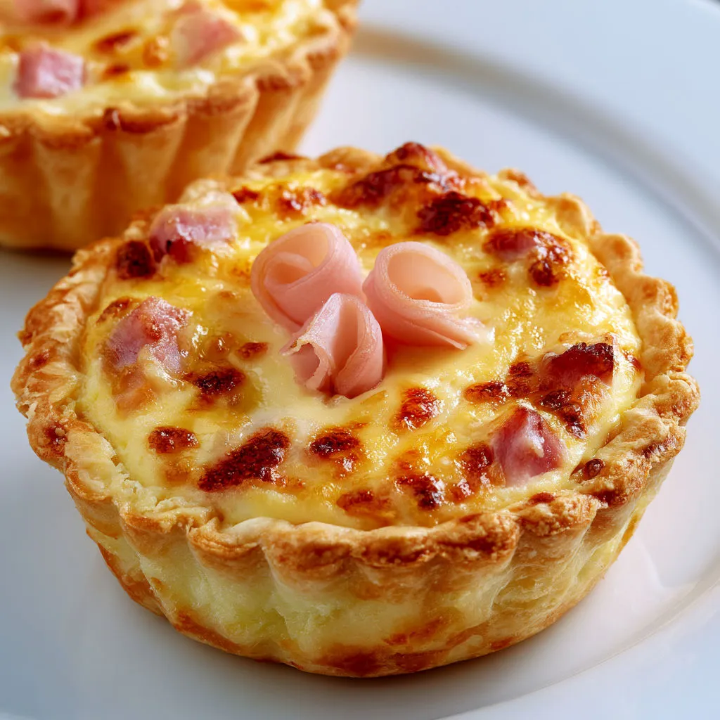 Cake salé individuel au fromage et jambon.