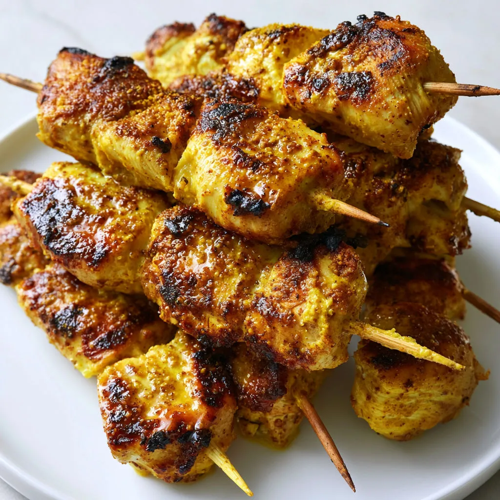 Poulet mariné aux épices, à déguster chaud.