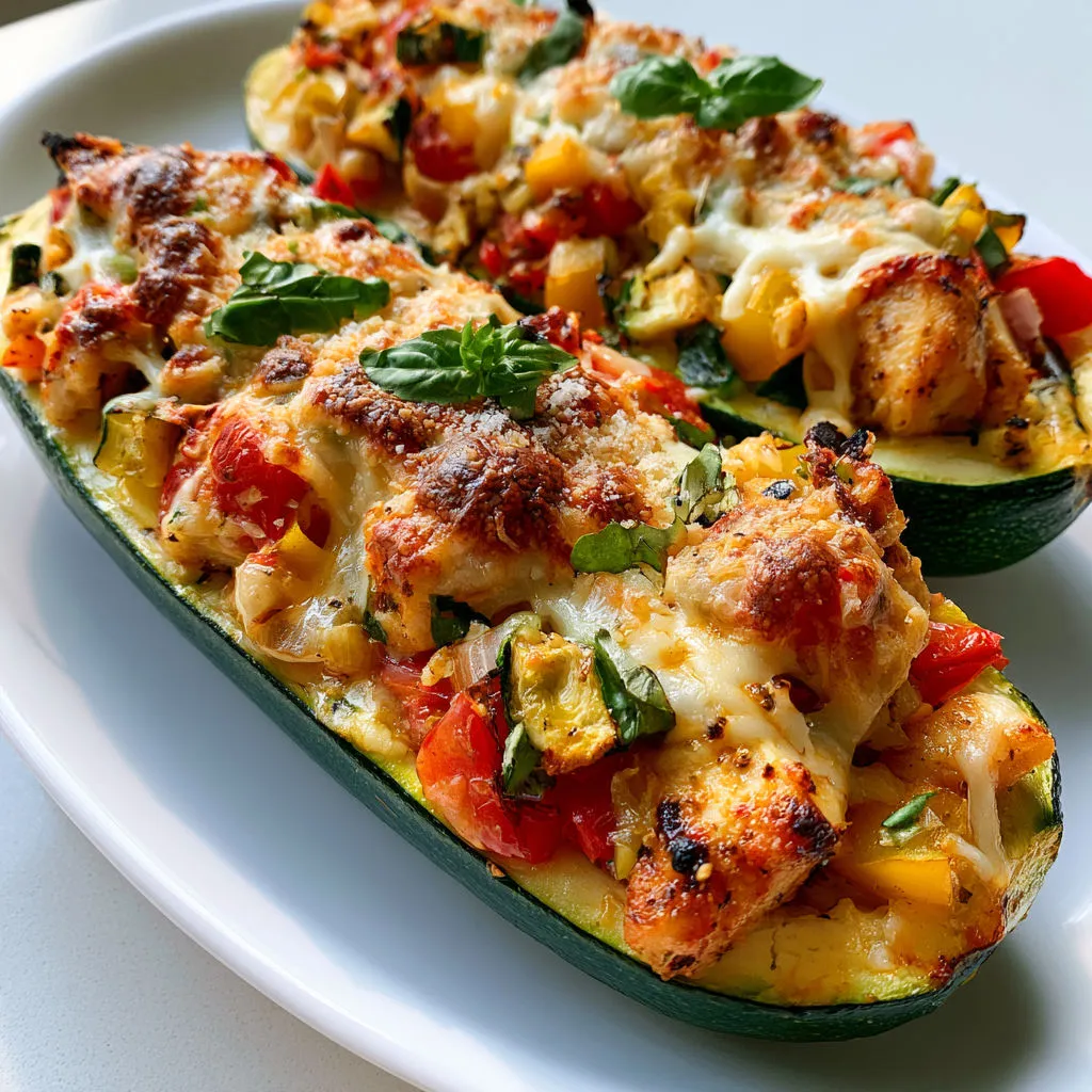 Courgettes fondantes au Poulet et Fromage Doré