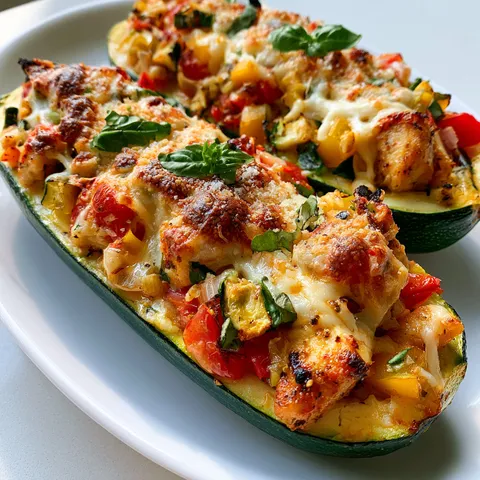 Courgettes fondantes au Poulet et Fromage Doré