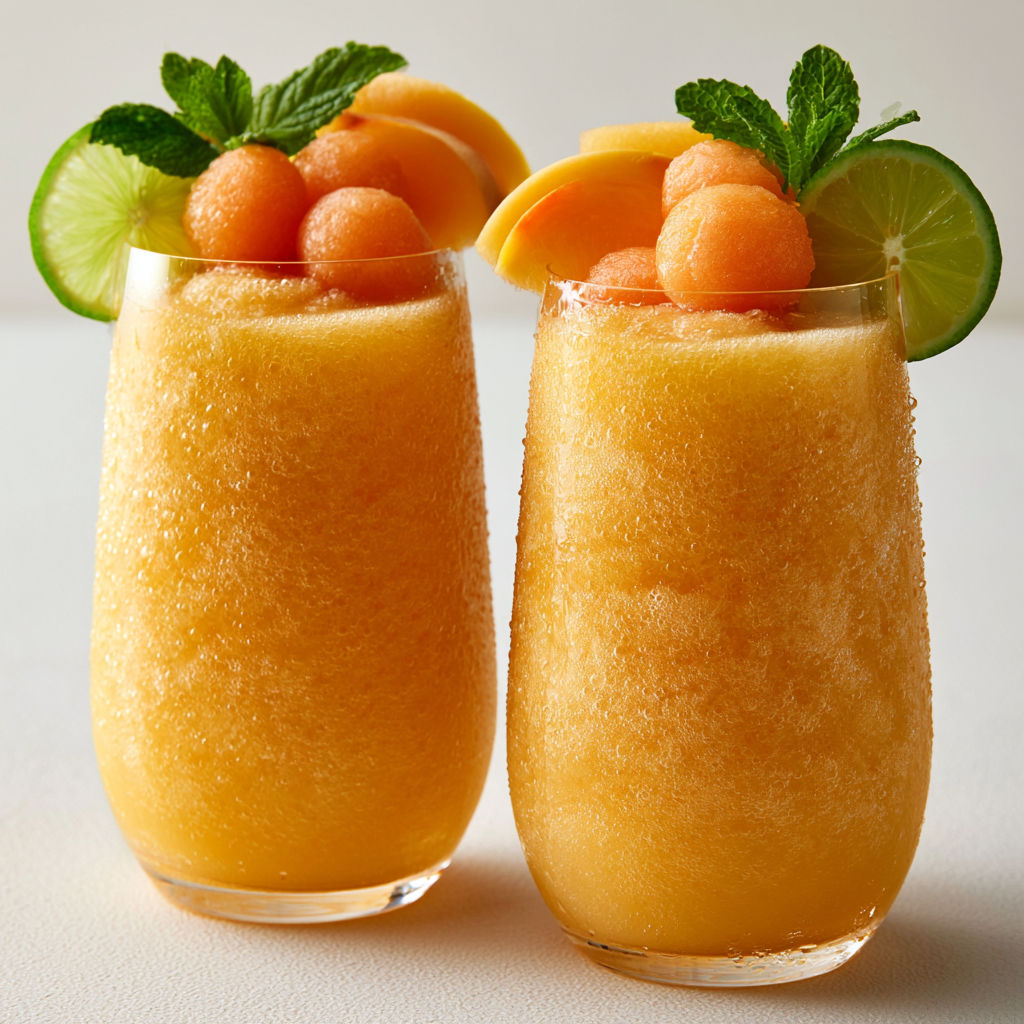 Smoothie plein de fraîcheur au Melon, Pêches sucrées et Citron vert.
