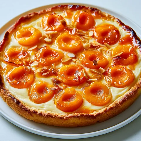 Délice d'Abricots et Crème Vanillée avec Amandes Dorées.