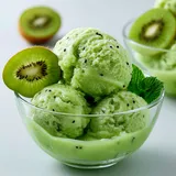 Dessert glacé au Kiwi et Menthe, frais et savoureux.