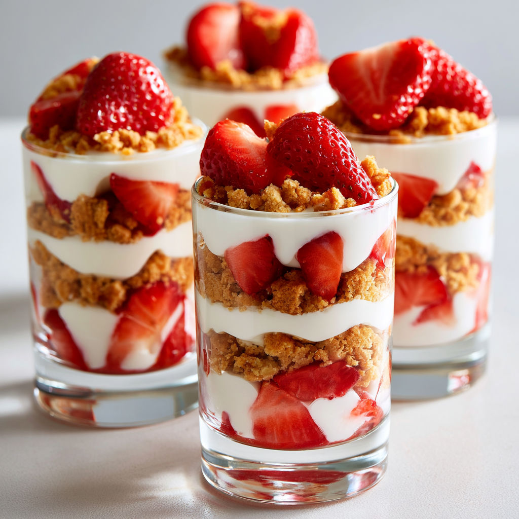 Dessert Frais Fraises Yaourt Biscuits Sablés Express.