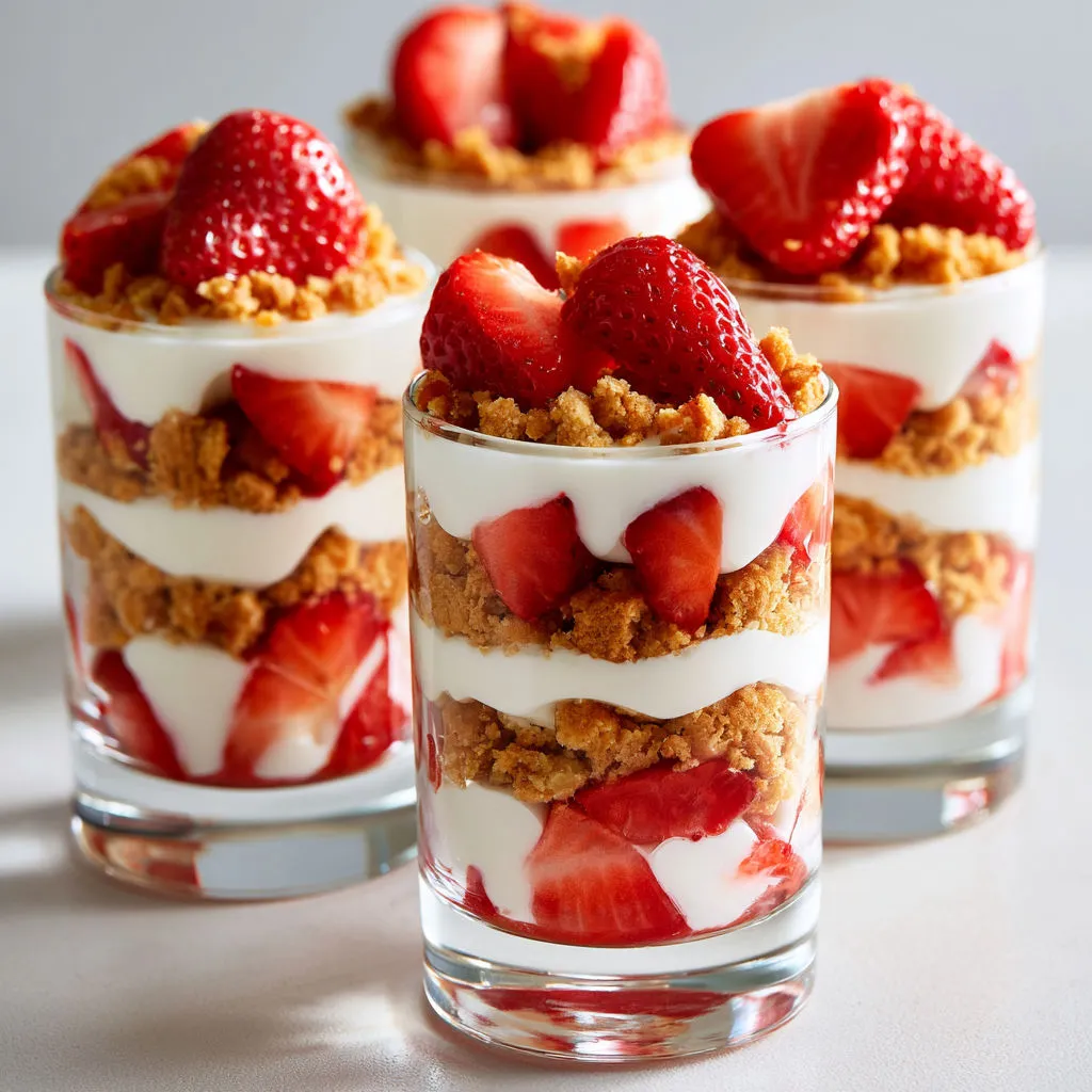 Dessert Frais Fraises Yaourt Biscuits Sablés Express.