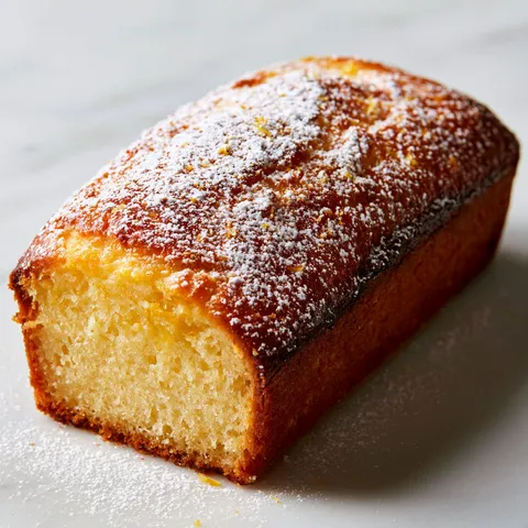 Un gâteau doux au citron avec une finition de sucre glace.