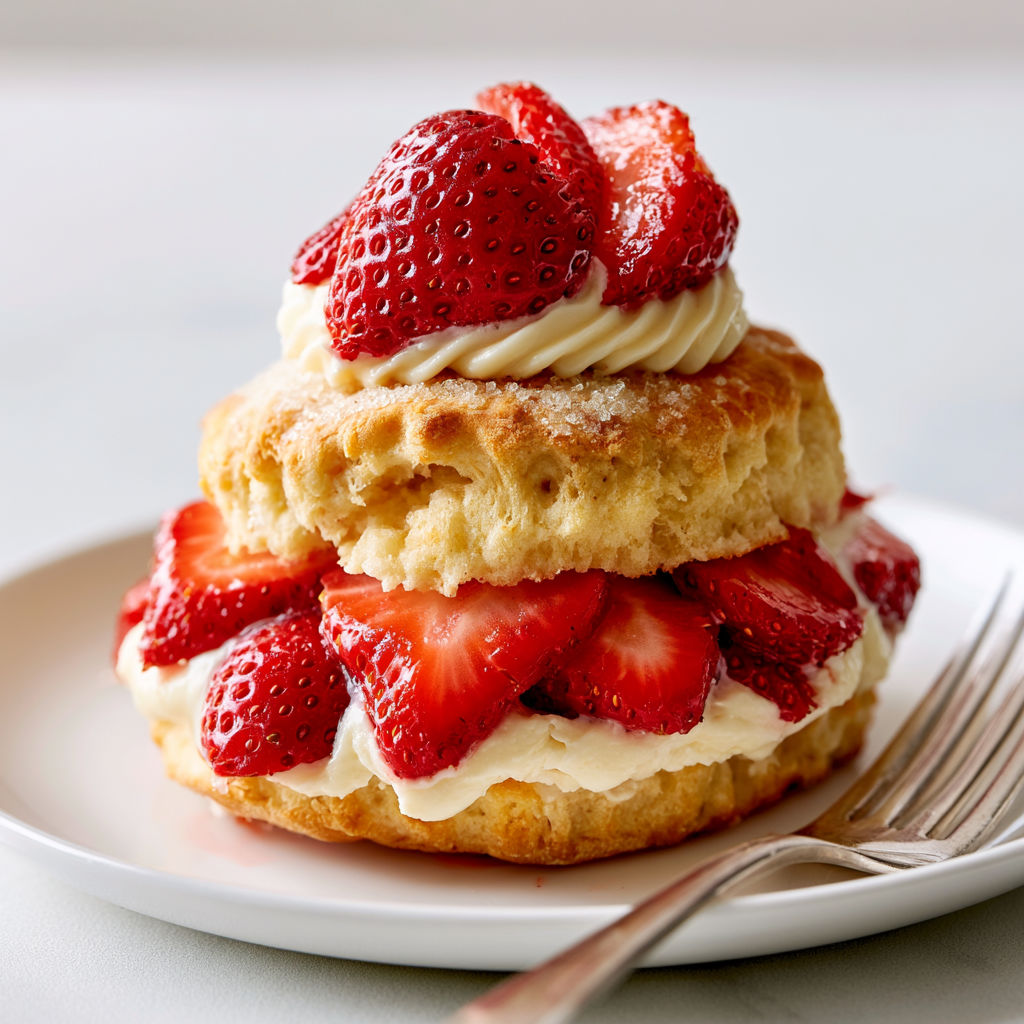 Délicieux shortcakes aux fraises avec crème chocolat blanc.