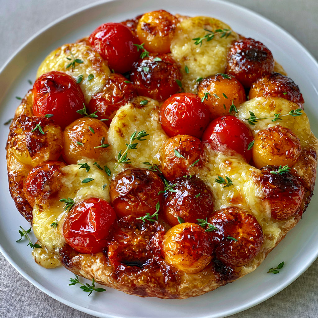 Tatin tomates cerises fromage fondant.