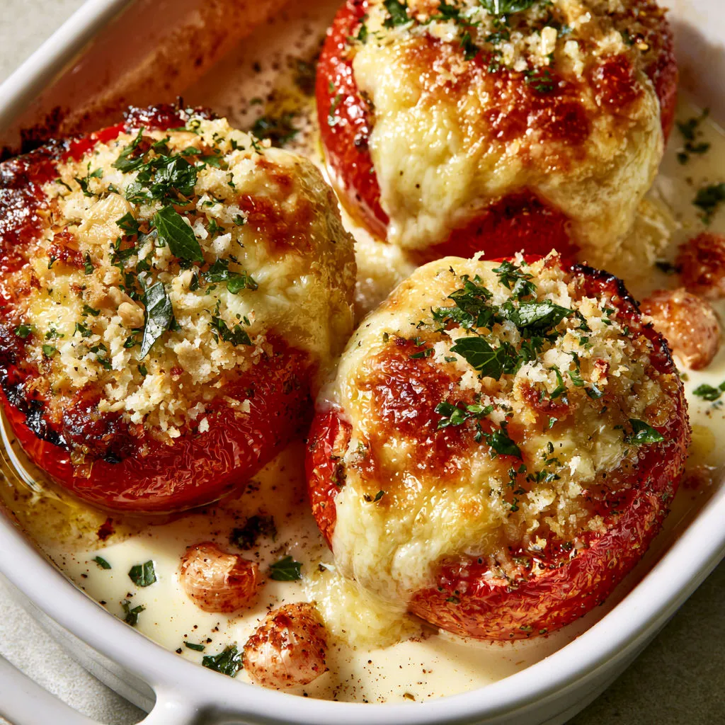 Tomates Fondantes Gratinées au Four avec Persil et Chapelure.