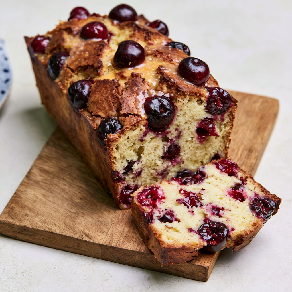 Cake cerise-kirsch fondant à souhait.