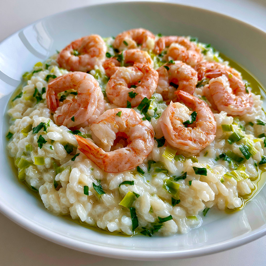 Risotto crémeux avec crevettes et lait de coco, super fondant et facile à faire.