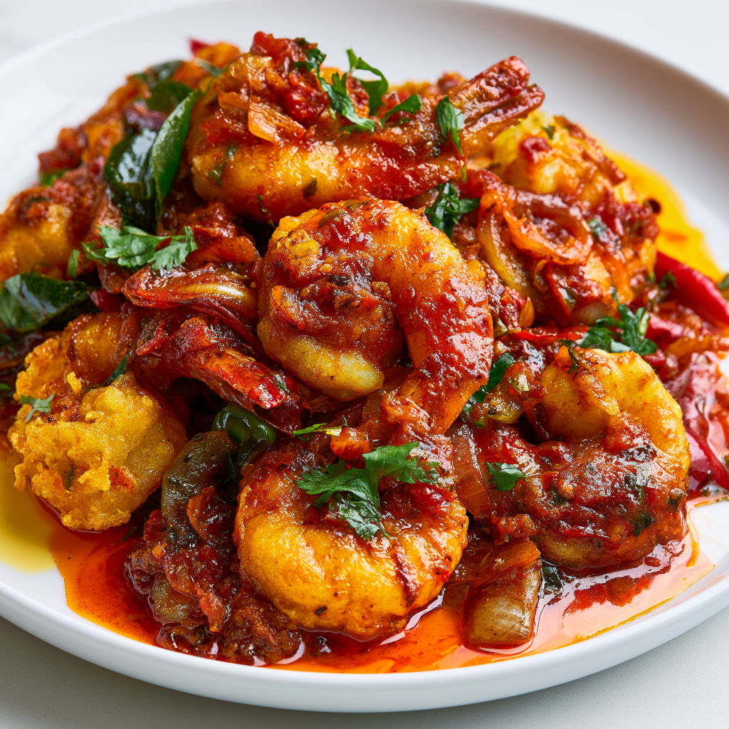 Crevettes croustillantes du style malais. Explosion de saveurs exotiques garantie.