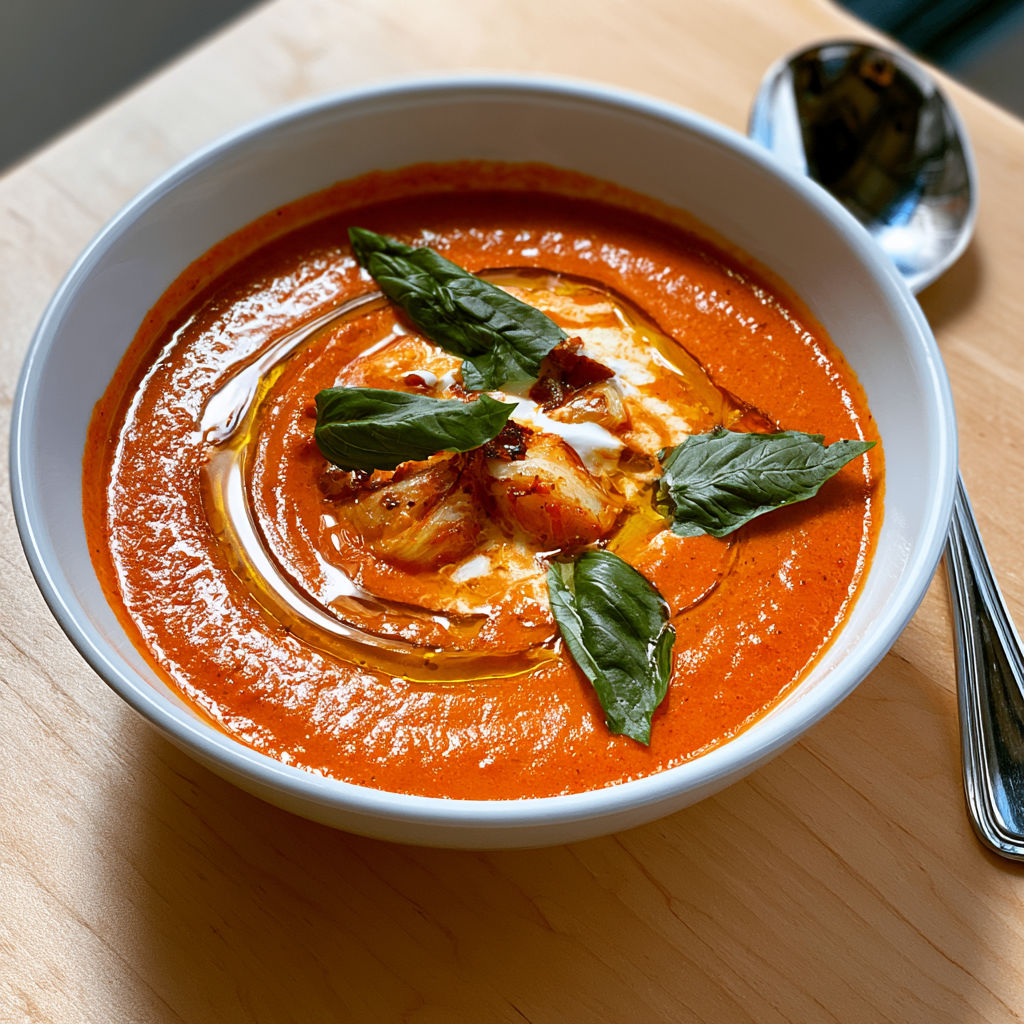 Un mélange fondant de tomates rôties, ail et crème dans un bol bien gourmand.