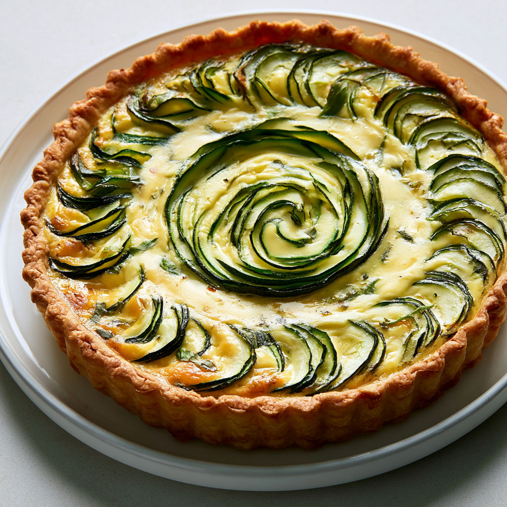 Tarte courgettes chèvre basilic, aussi belle que délicieuse.