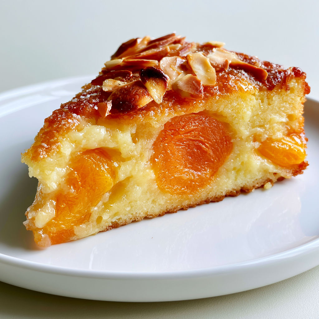 Moelleux aux abricots et amandes grillées, super tendre et parfumé.