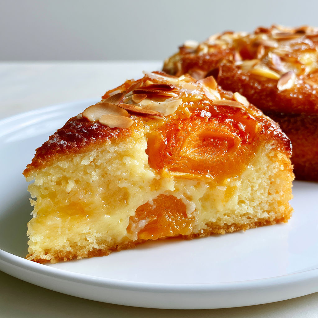 Gâteau moelleux aux abricots, gourmand et plein de fruits.