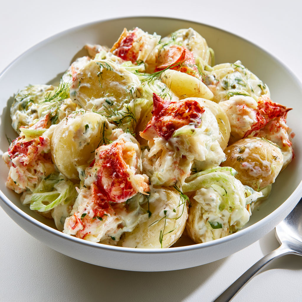 Pommes de terre, crabe et fenouil tout croquants.