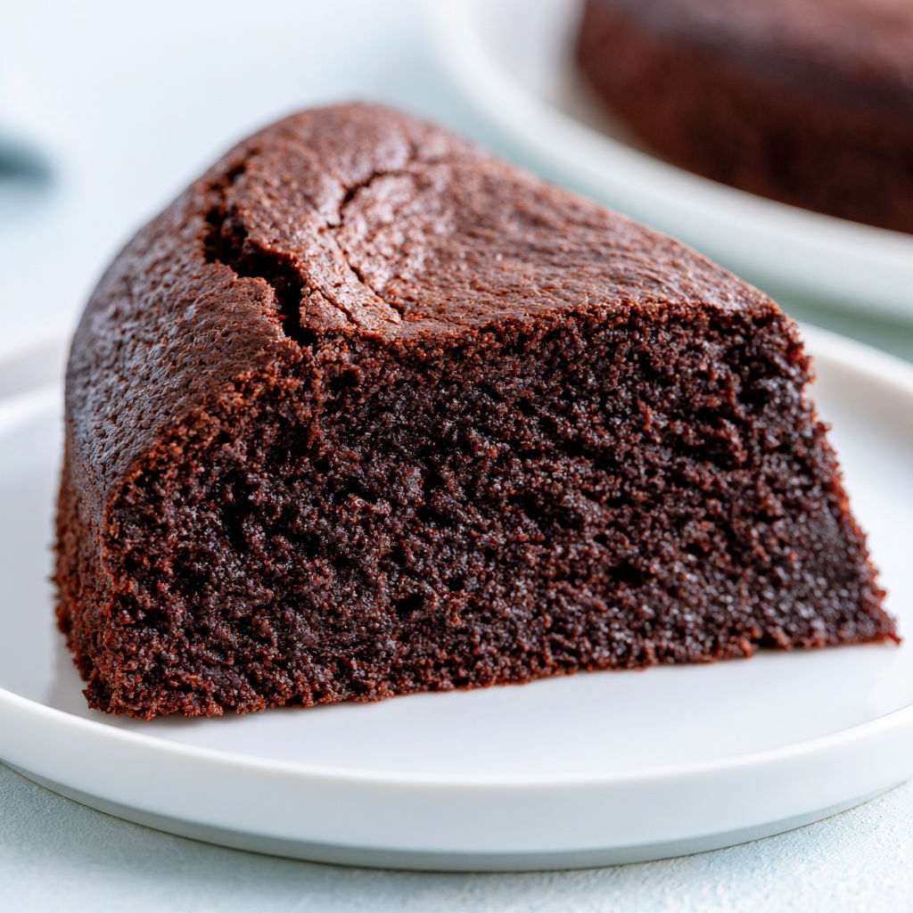 Part de moelleux chocolat sans œufs bien gourmand.