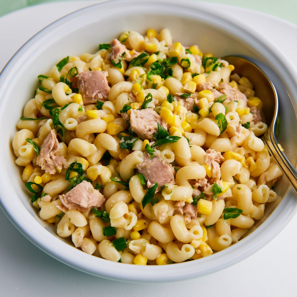 Salade fraîche avec pâtes thon et maïs facile et pas chère.