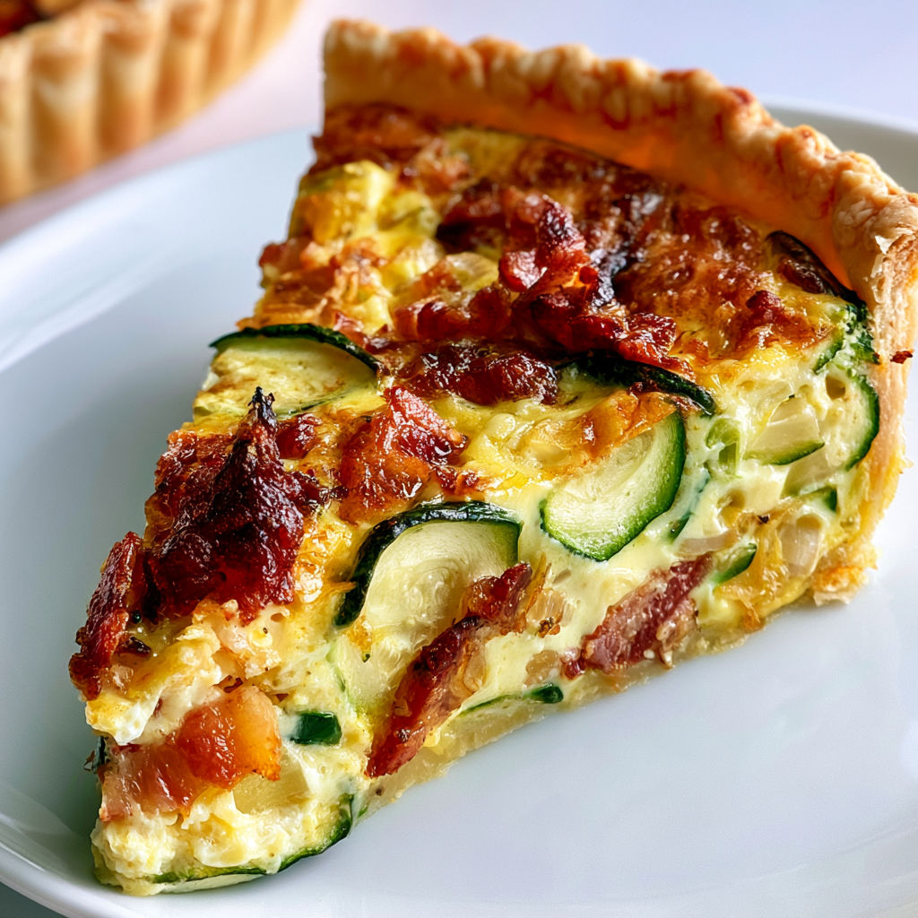 Tarte de courgettes et lardons croustillants super facile.