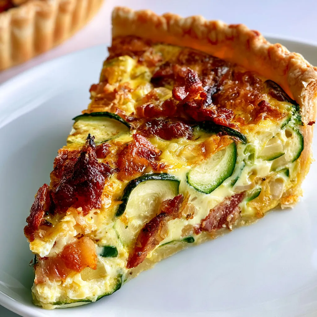 Tarte de courgettes et lardons croustillants super facile.