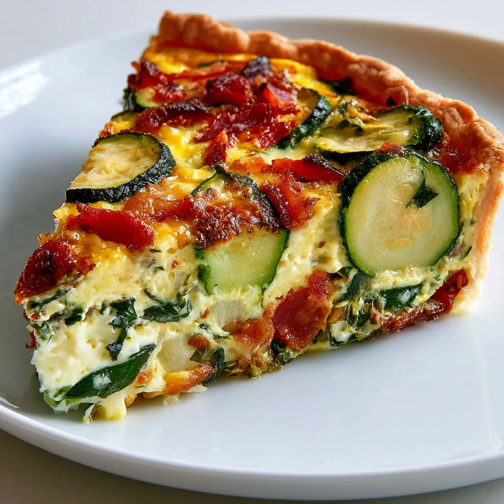 Tarte maison aux courgettes fondantes et lardons fumés irrésistible.
