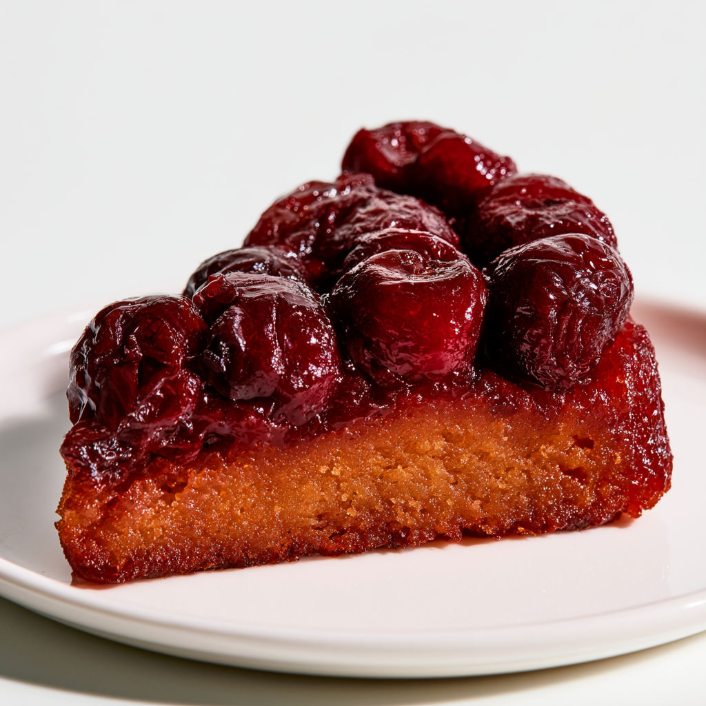 Tarte cerises sur un plat blanc.