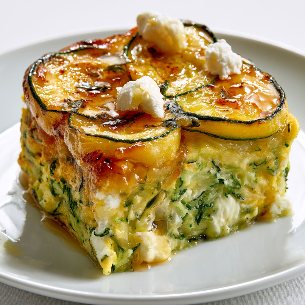 Un tatin de courgettes à partager, présenté sur un grand plat.