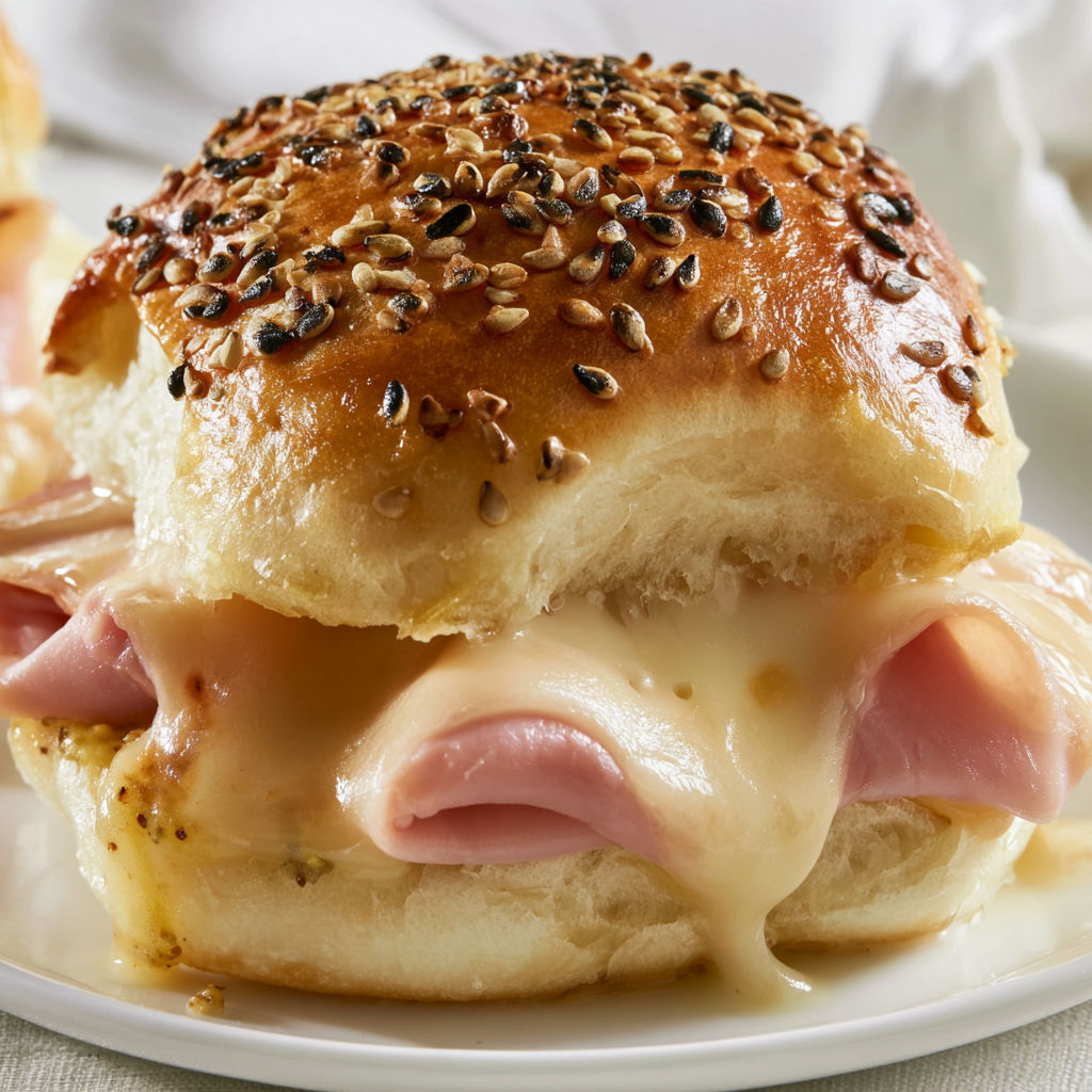 Petits pains gratinés tout fondants au jambon et fromage, parfaits pour partager.