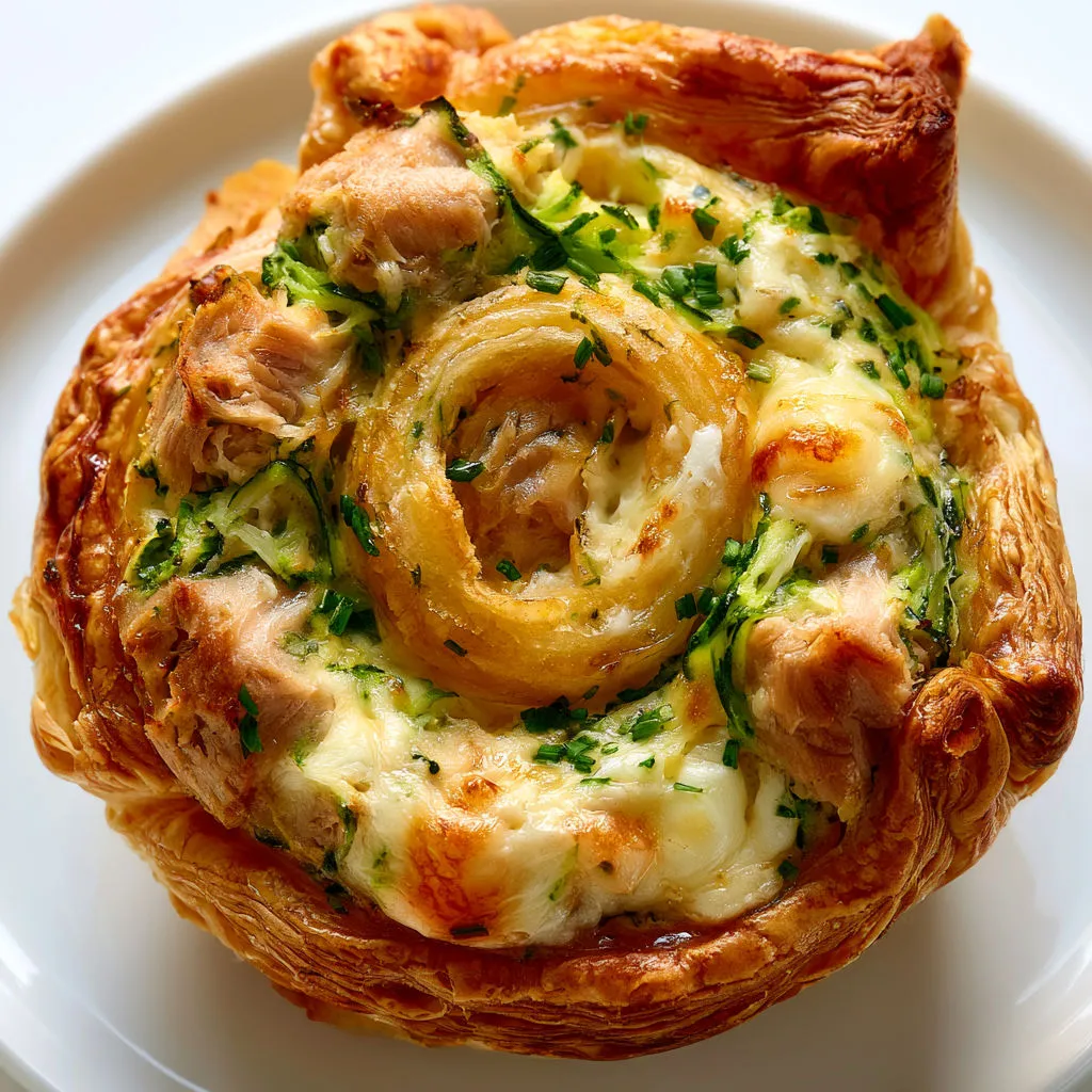 Quiches dorées avec courgettes, fromage et thon prêtes rapidement.