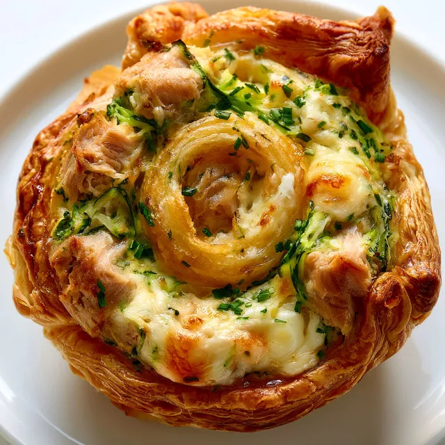 Quiches dorées avec courgettes, fromage et thon prêtes rapidement.