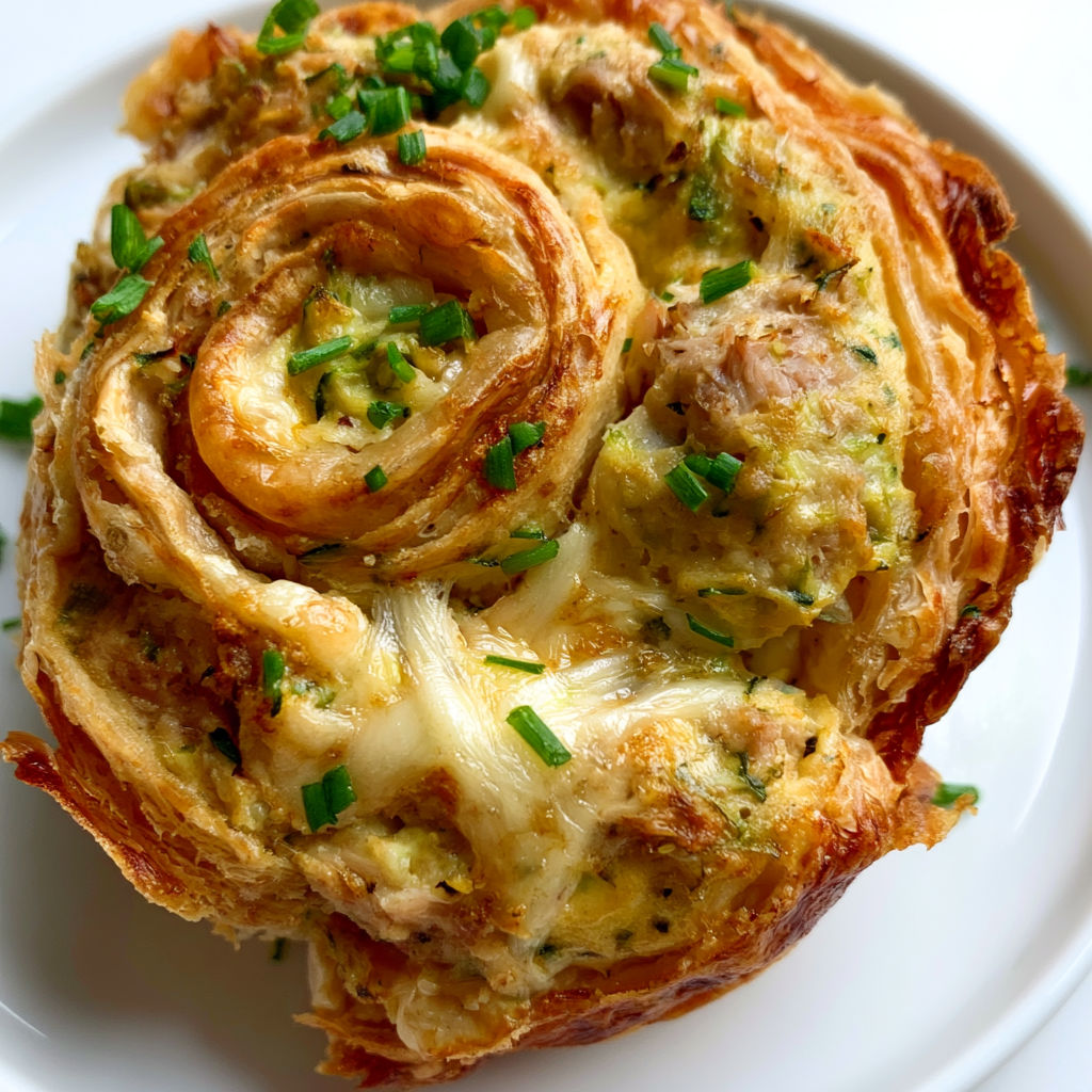 Mini-quiches croustillantes thon courgette et chèvre prêtes à croquer.