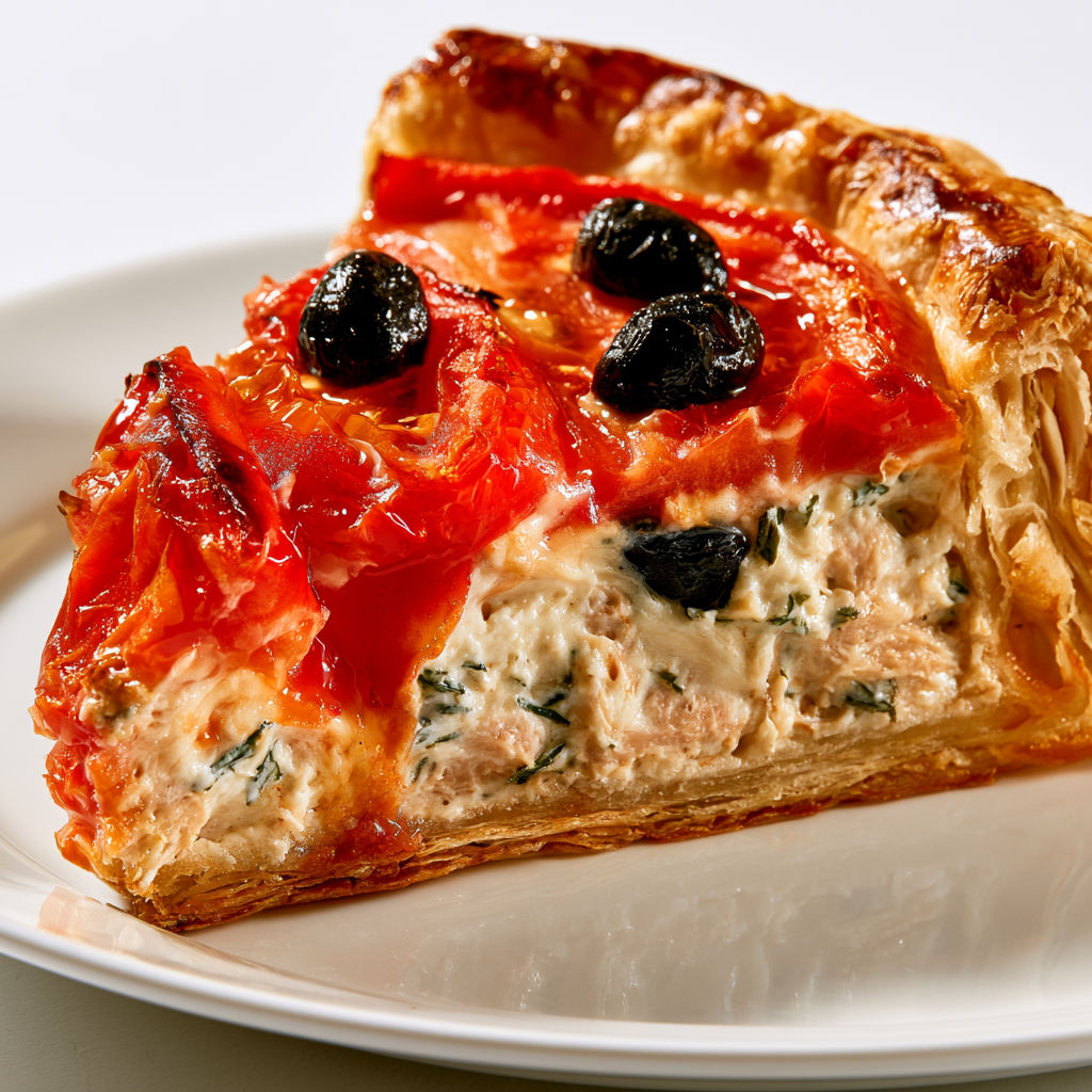 Tarte au thon, tomates et mascarpone ultra onctueuse et tendre.
