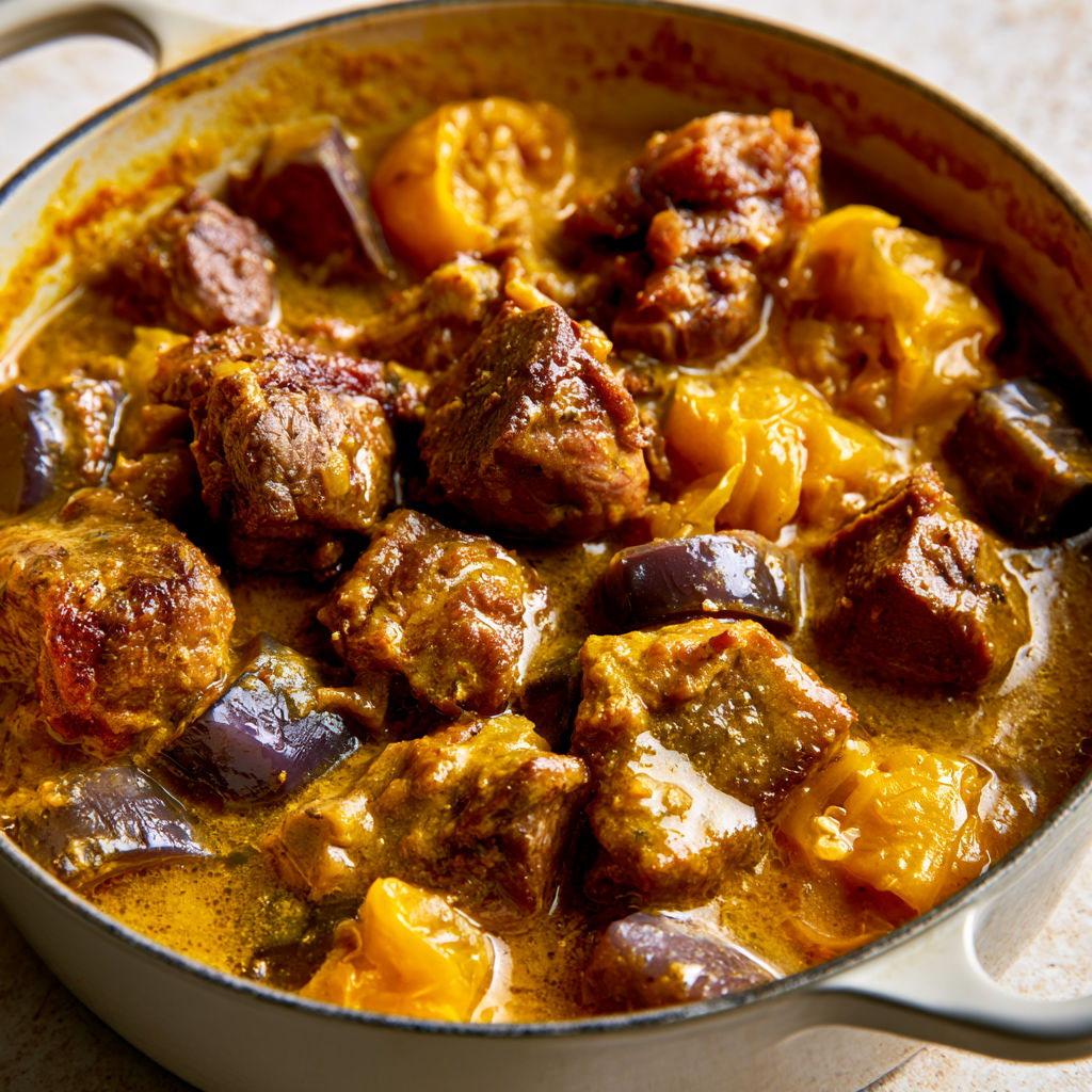 Classique colombo de veau avec épices et viande ultra tendre.