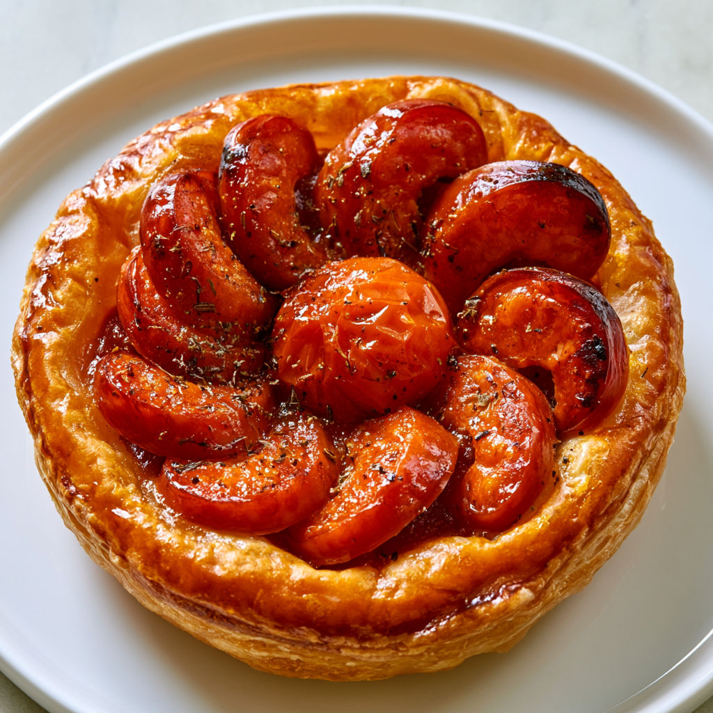 Mini feuilletés chorizo, tomate et herbes prêts en 20 minutes, bien dorés.