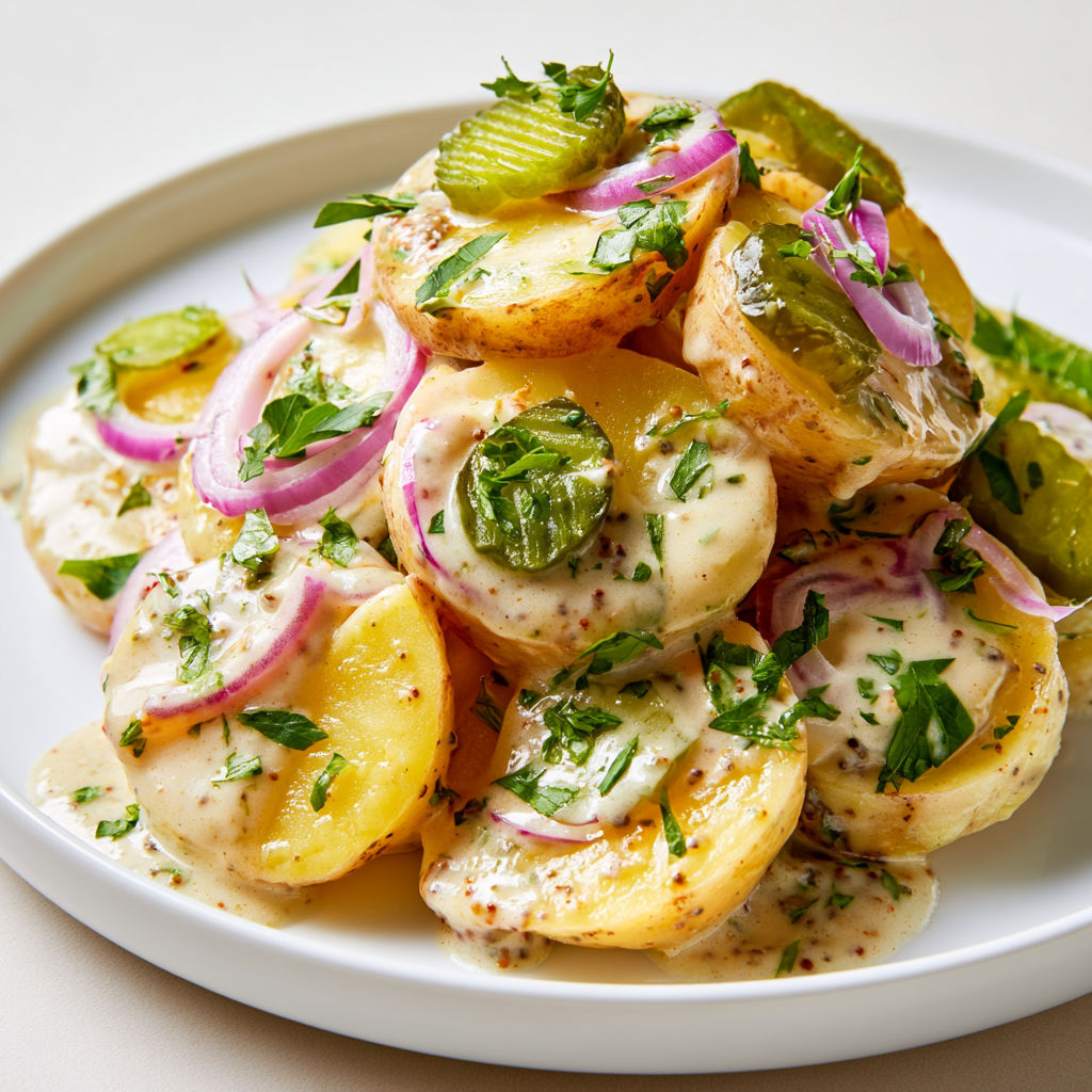 Salade de pommes de terre ancienne parfaite pour un barbecue entre amis.