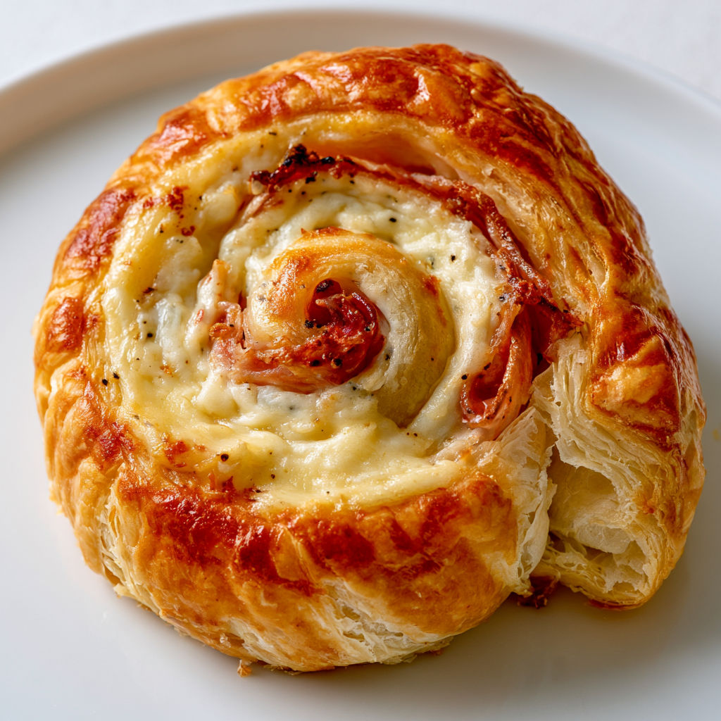 Petits roulés au fromage gratiné avec béchamel fondante.
