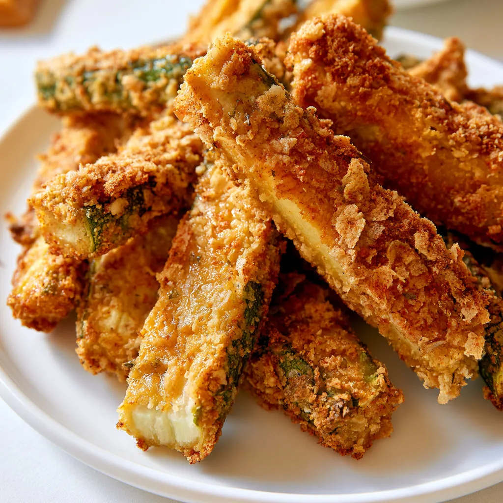 Bâtonnets de courgette croustillants vegan, stars de l’apéro entre amis.