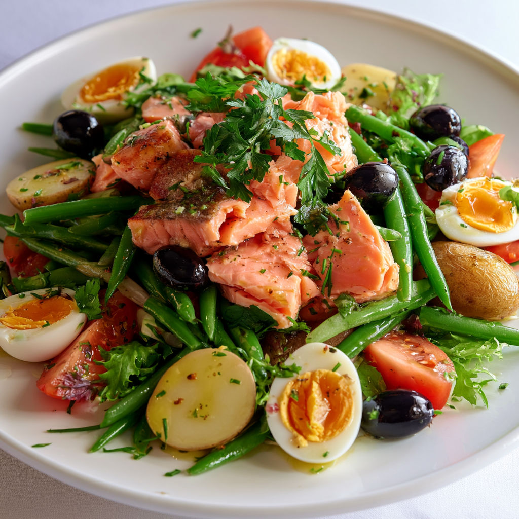 Salade niçoise au saumon ultra fraîche et gourmande pour tous les étés.