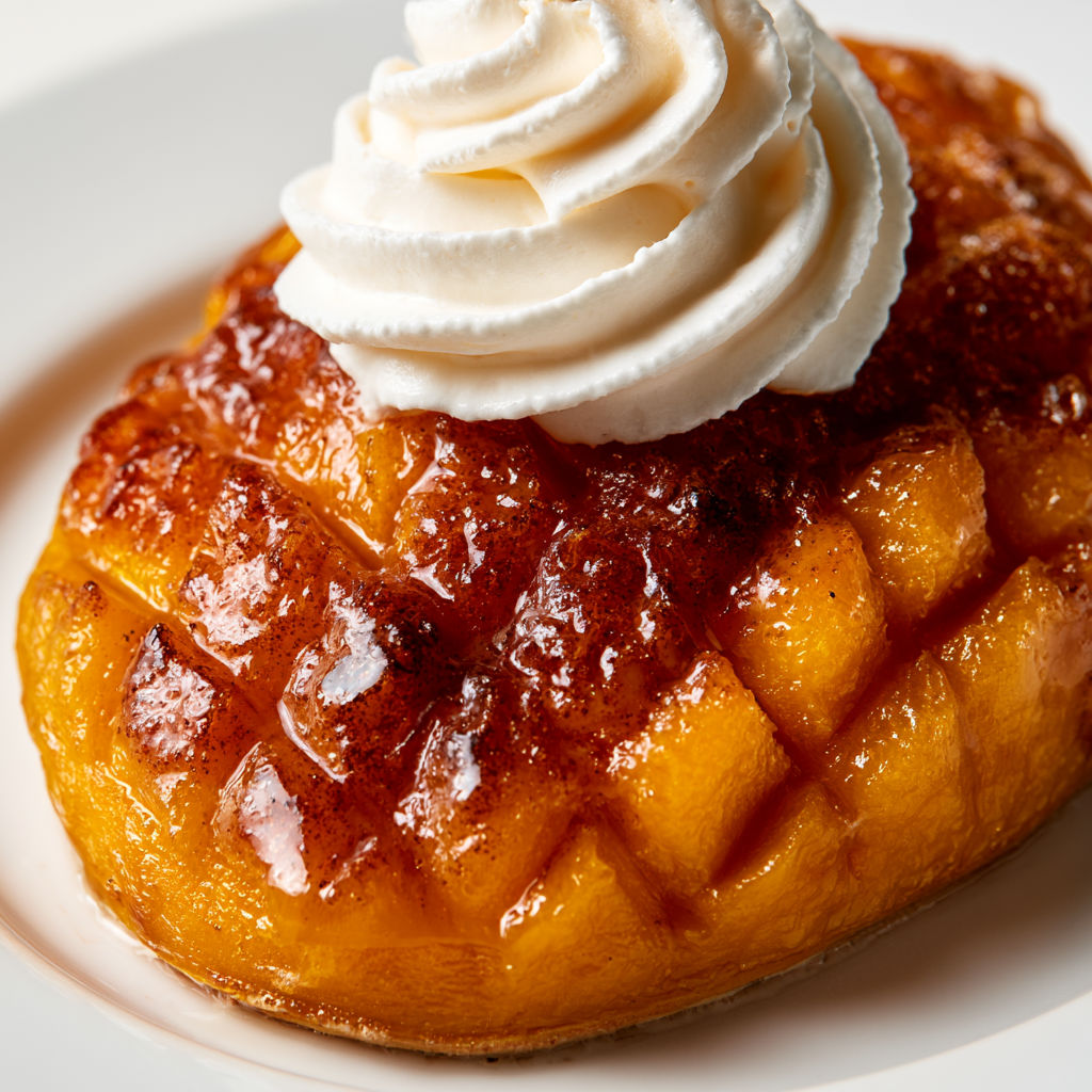 Cœur fondant de mangue avec croûte caramélisée en quelques minutes.