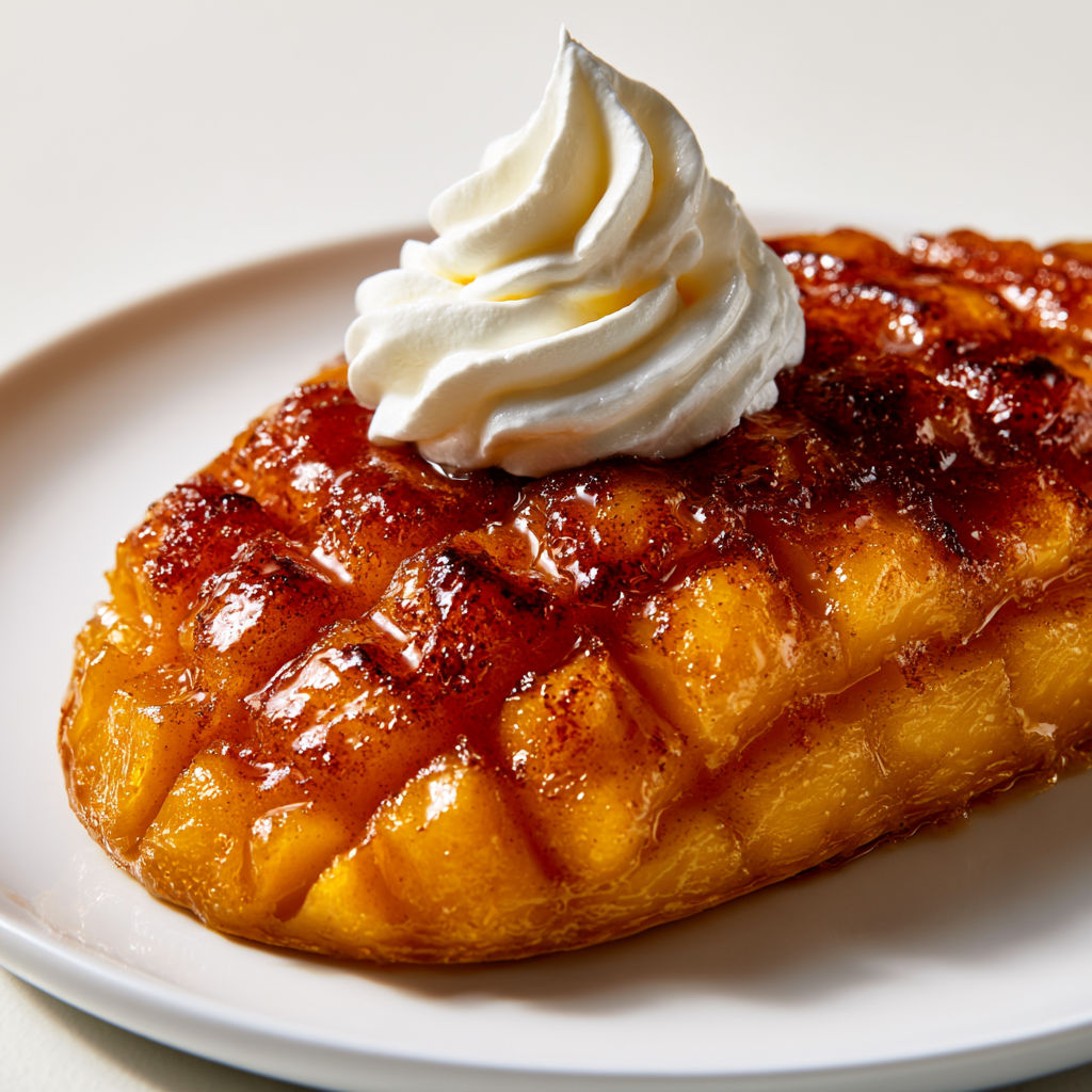 Mangue caramélisée en 5 minutes, prête à être dégustée.